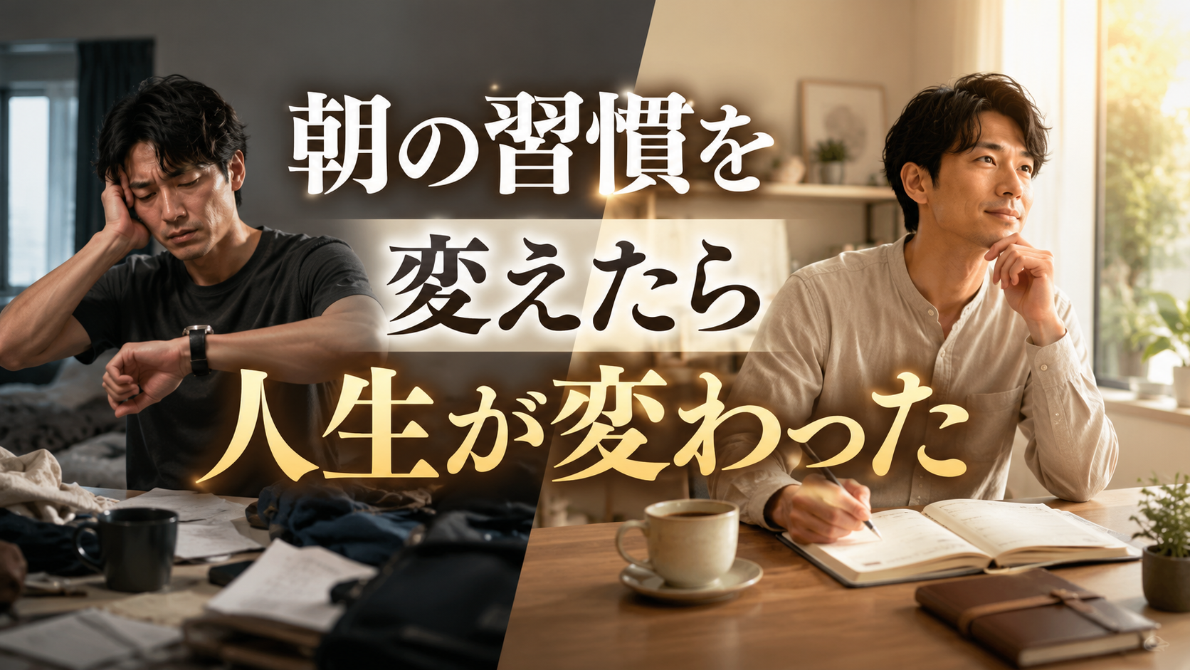Japanese thumbnail example: 朝の習慣を変えた